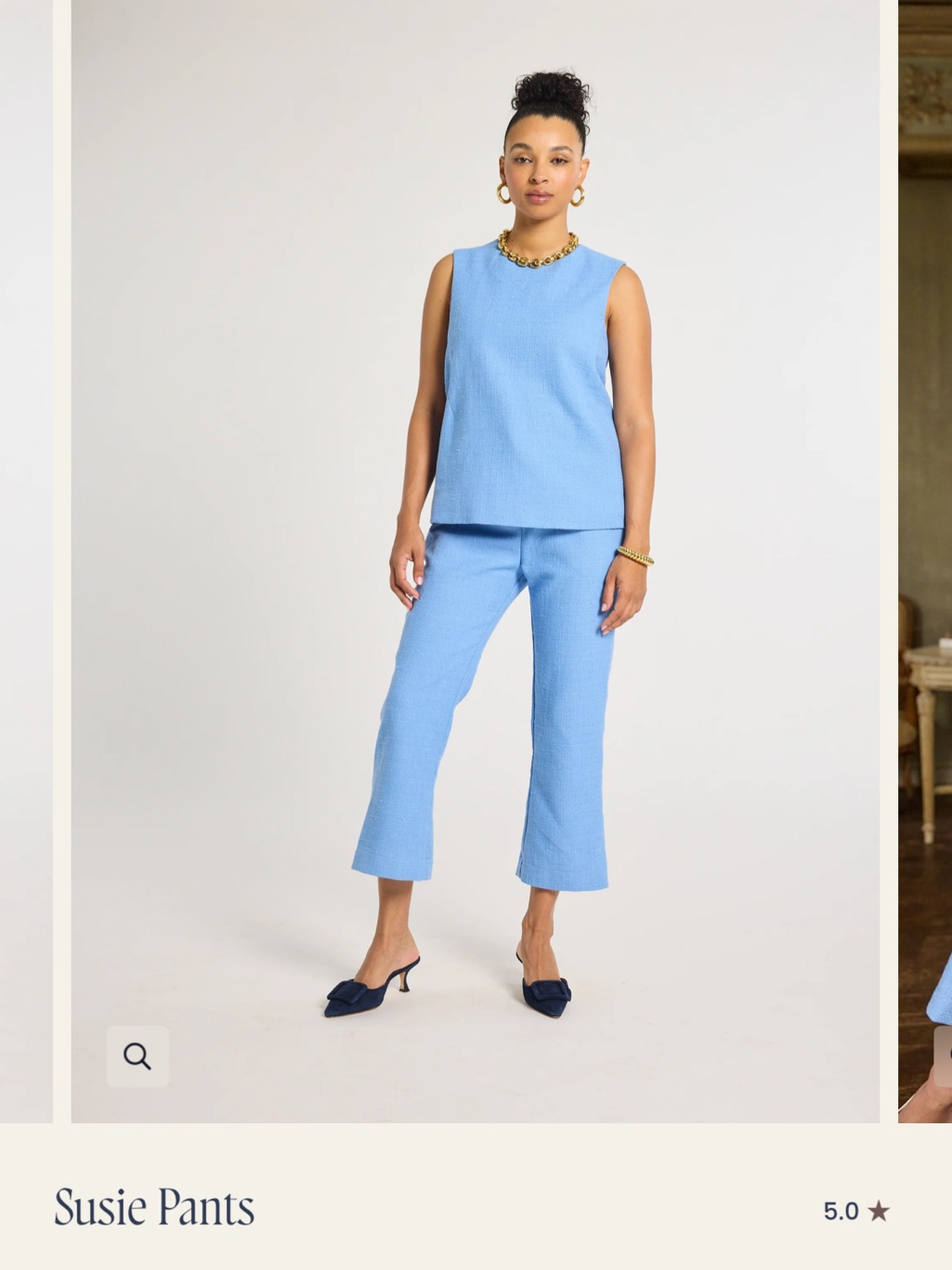 Nwt Eleanor Leftwich Susie Pants Light Blue Women's Cropped Trousers